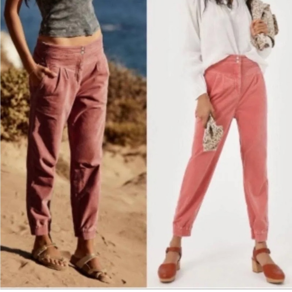 Anthropologie Kalea Pleated Velvety Pants Joggers